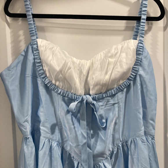 NWT Fashion Brand Company Boob Shelf Satin Dress Blue/White - Picture 2 of 5